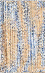 Beige Blue Jute Braided Oval Rugfor Living Room – 8x10 handmade by LoomifyHome