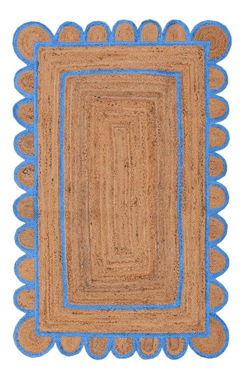 Beige Blue Jute Braided Runner Rugfor Living Room – Living Room Ready handmade by LoomifyHome