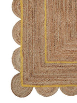 Beige Blue Jute Braided Scalloped Rugfor Living Room – Living Room Ready handmade by LoomifyHome