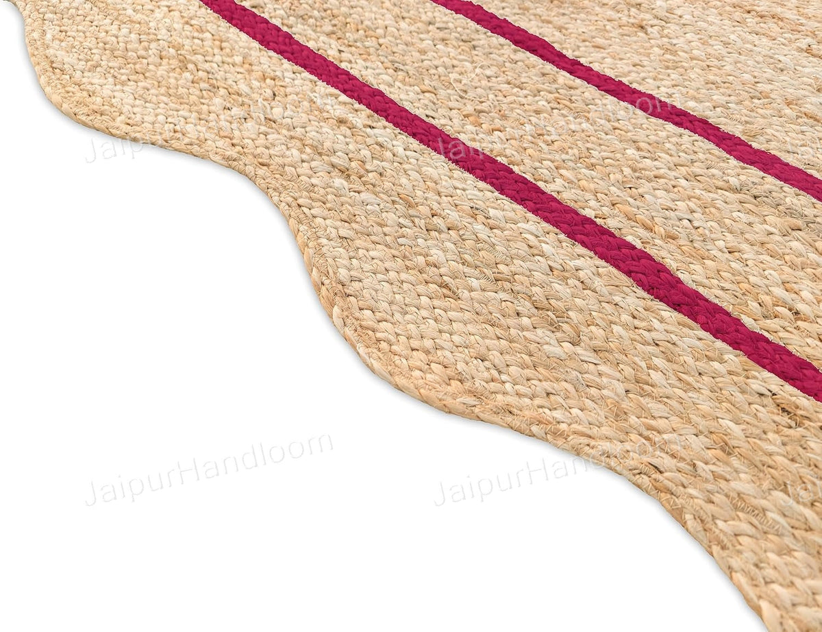 Beige Jute Braided Scalloped Rugfor Living Room – 4 x 5 handmade by LoomifyHome