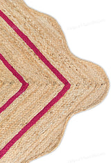 Beige Jute Braided Scalloped Rugfor Living Room – 4 x 5 handmade by LoomifyHome