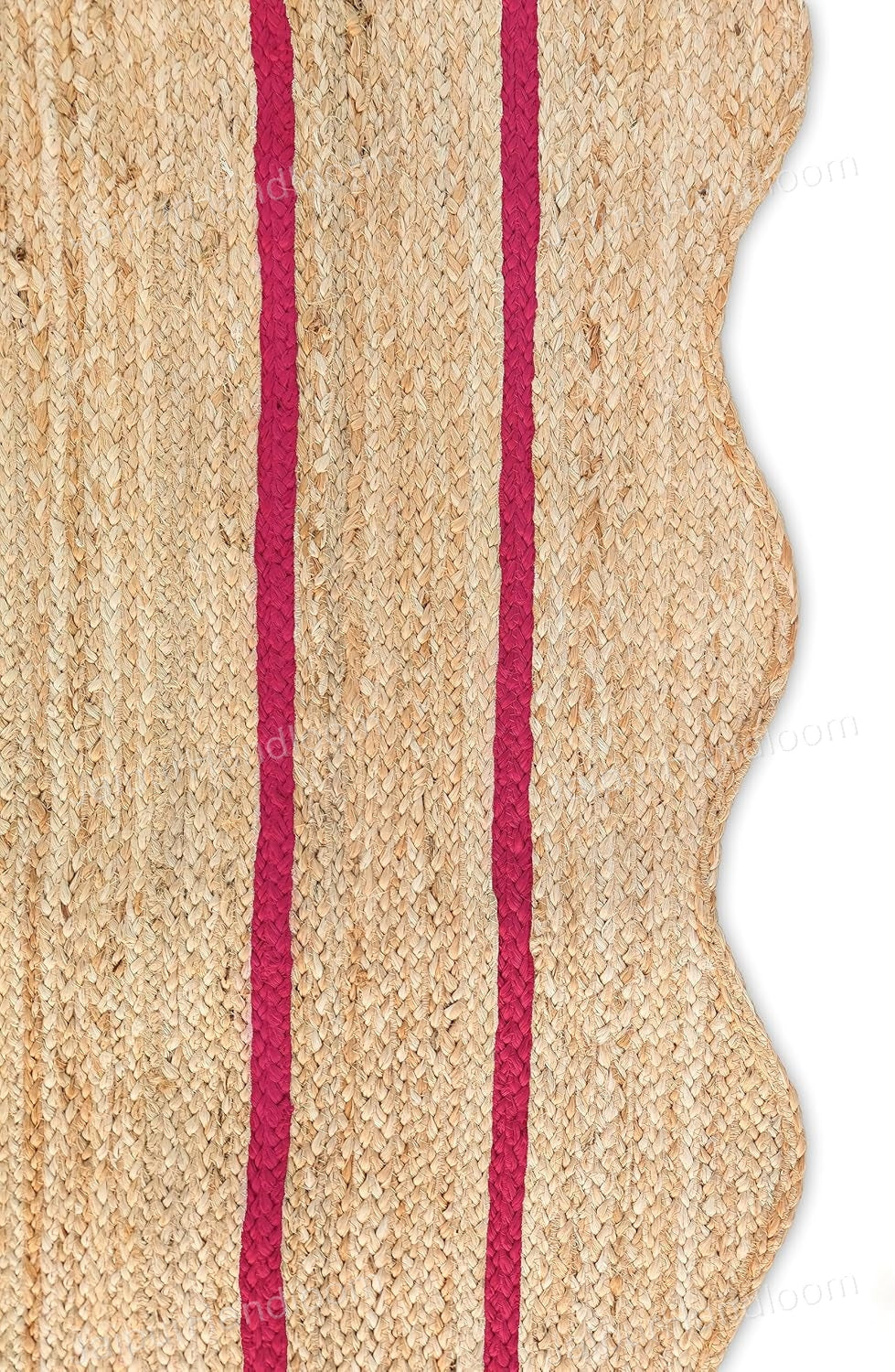 Beige Jute Braided Scalloped Rugfor Living Room – 4 x 5 handmade by LoomifyHome