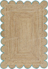 Beige Jute Braided Scalloped Rugfor Living Room – 4 x 6 handmade by LoomifyHome
