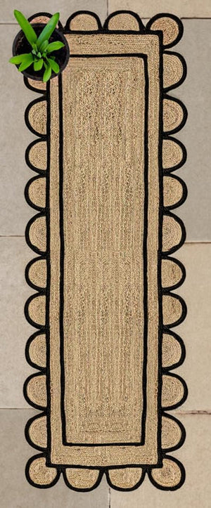 Beige Jute Braided Runner Rugfor Living Room – 4 x 5 handmade by LoomifyHome
