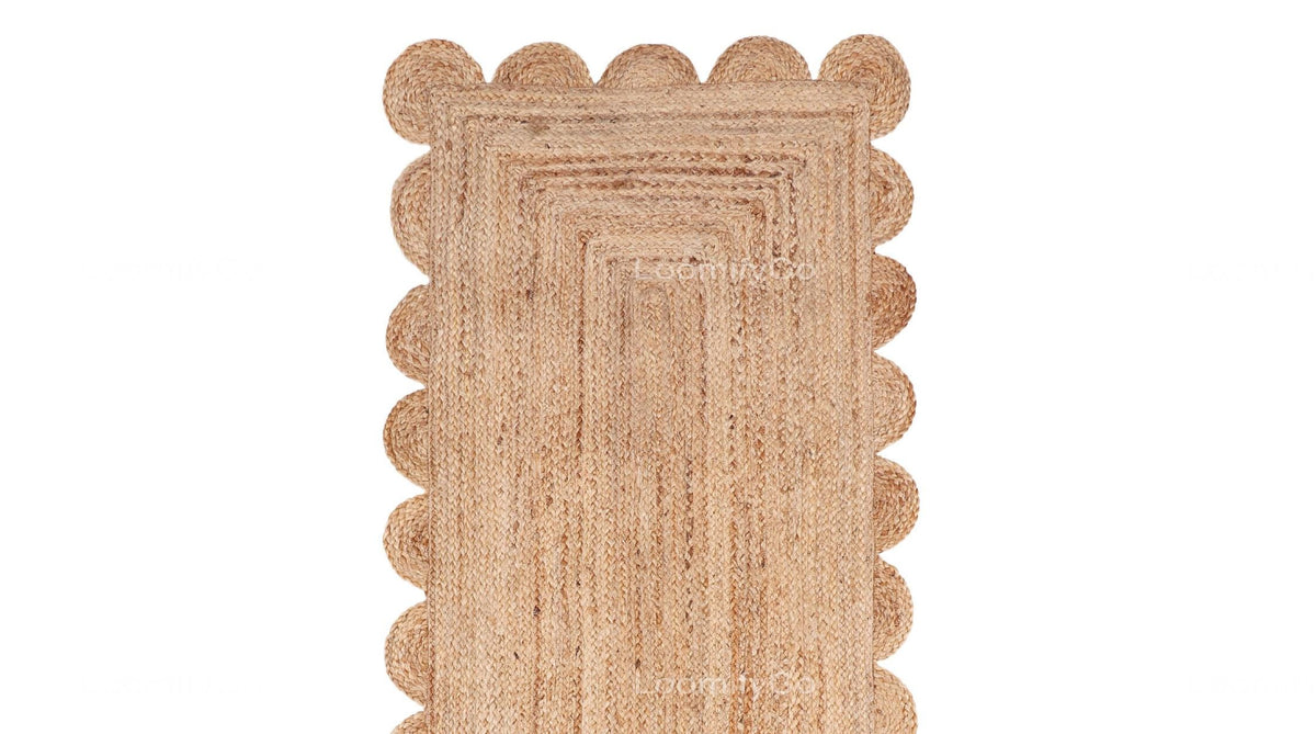 Scalloped Runner Rug, Jute Scallop Rug, Jute Runner Rug, Scalloped Jute Rug, Natural Jute Rug Hallway Runner Rug entry
