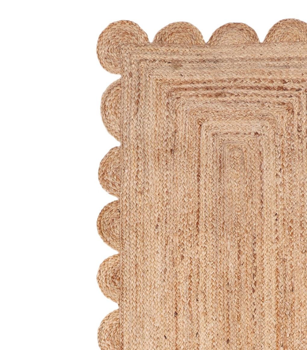 Scalloped Runner Rug, Jute Scallop Rug, Jute Runner Rug, Scalloped Jute Rug, Natural Jute Rug Hallway Runner Rug entry