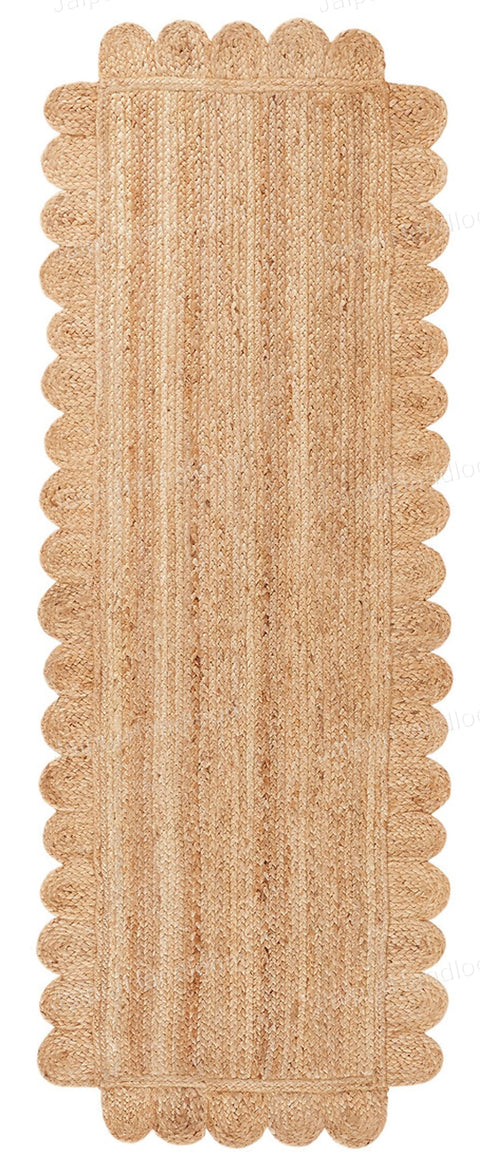 Beige Jute Braided Runner Rugfor Living Room – 72 x 96 handmade by LoomifyHome