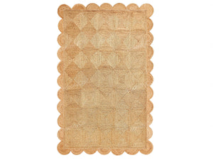 Natural Jute Rug- Scallop Jute Rug, Scalloped Jute Rug Jute Scallop Rug Square Jute Rug Scalloped Border Rug Handbraided Rug