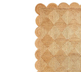 Natural Jute Rug- Scallop Jute Rug, Scalloped Jute Rug Jute Scallop Rug Square Jute Rug Scalloped Border Rug Handbraided Rug