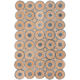 Beige Blue Jute Braided Scalloped Rugfor Living Room – Farmhouse handmade by LoomifyHome
