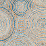 Beige Blue Jute Braided Scalloped Rugfor Living Room – Farmhouse handmade by LoomifyHome