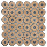 Beige Blue Jute Braided Scalloped Rugfor Living Room – Farmhouse handmade by LoomifyHome