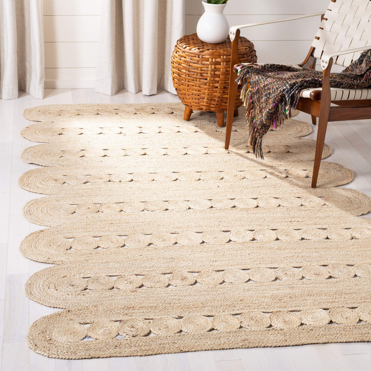 Beige Blue Jute Braided Runner Rugfor Living Room – 24 x 36 handmade by LoomifyHome