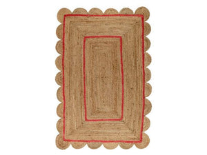 Beige Blue Jute Braided Scalloped Rugfor Living Room – 5x7 handmade by LoomifyHome