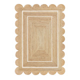 Beige Jute Braided Scalloped Rugfor Living Room – 24 x 36 handmade by LoomifyHome