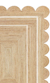 Beige Jute Braided Scalloped Rugfor Living Room – 24 x 36 handmade by LoomifyHome