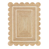 Beige Jute Braided Scalloped Rugfor Living Room – 24 x 36 handmade by LoomifyHome