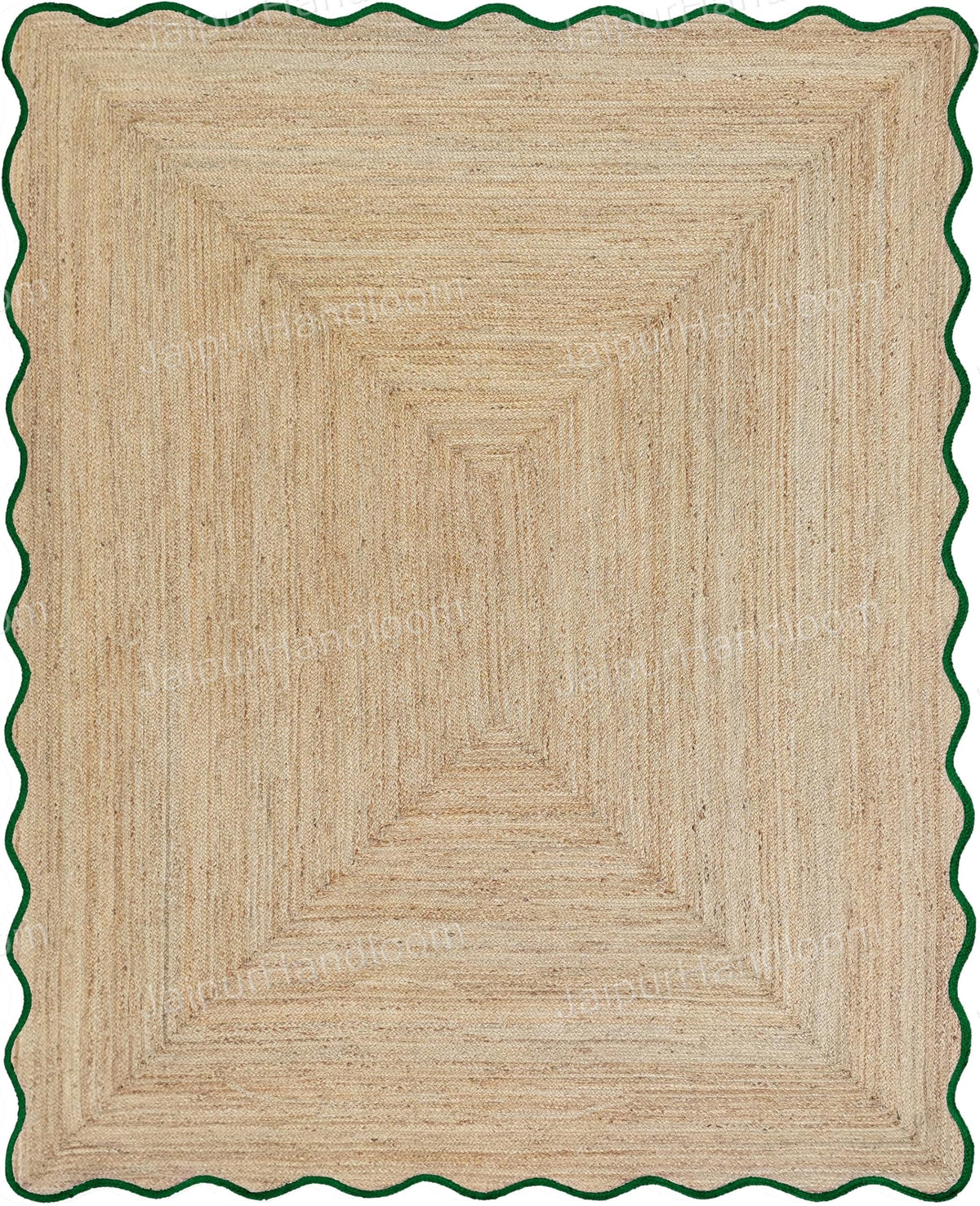 Beige Jute Braided Scalloped Rugfor Living Room – 48 x 60 handmade by LoomifyHome