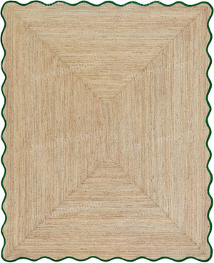Beige Jute Braided Scalloped Rugfor Living Room – 48 x 60 handmade by LoomifyHome
