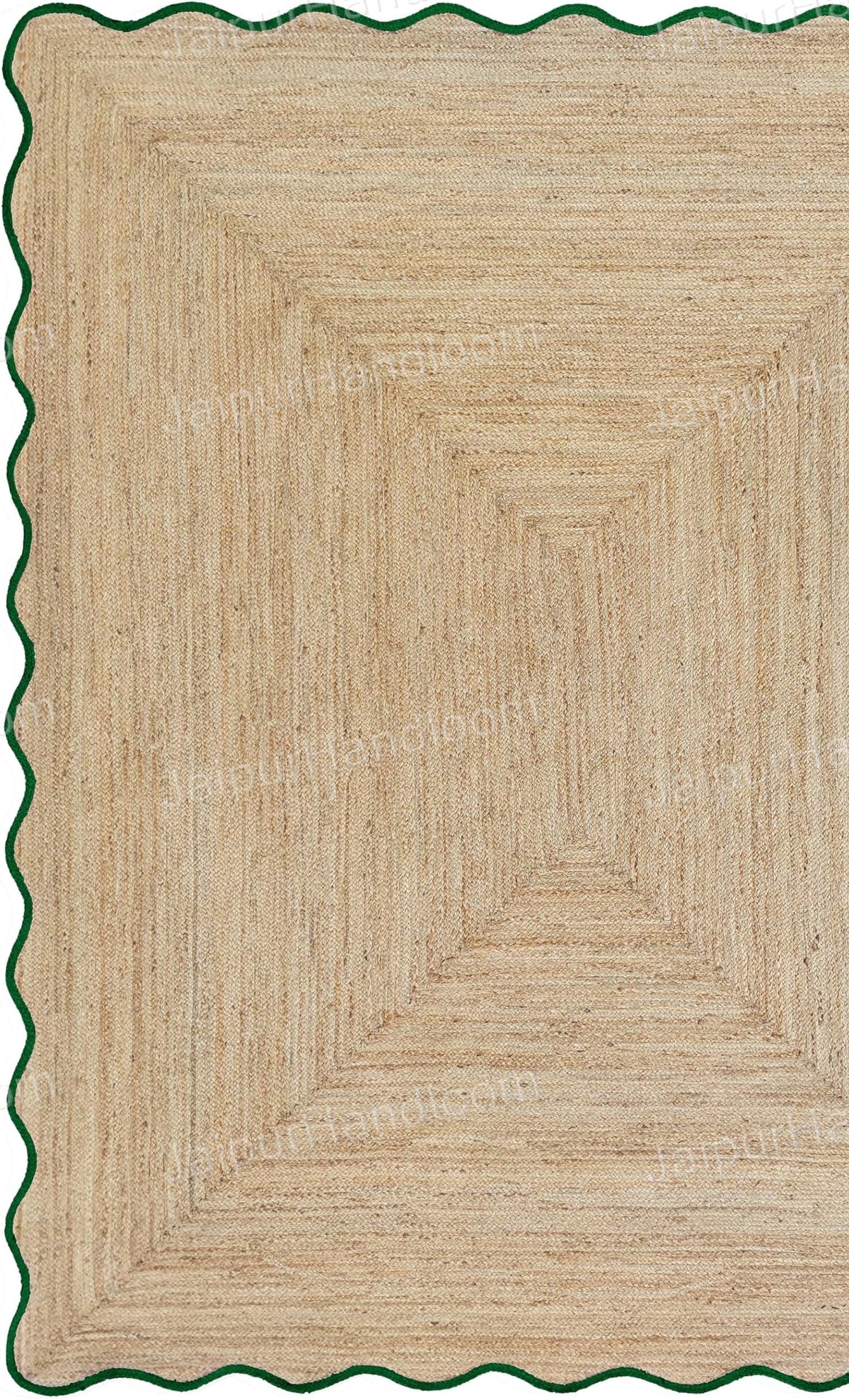 Beige Jute Braided Scalloped Rugfor Living Room – 48 x 60 handmade by LoomifyHome