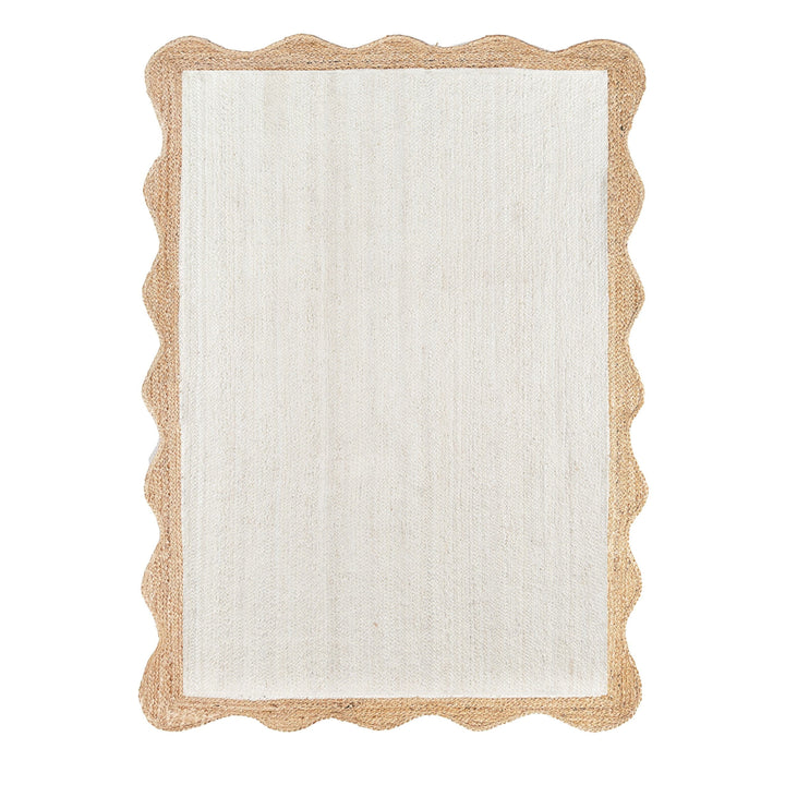 Beige Jute Braided Scalloped Rugfor Living Room – Bordered handmade by LoomifyHome