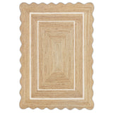 Beige Jute Braided Scalloped Rugfor Living Room – 2 x 3 handmade by LoomifyHome