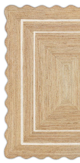 Beige Jute Braided Scalloped Rugfor Living Room – 2 x 3 handmade by LoomifyHome