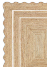Beige Jute Braided Scalloped Rugfor Living Room – 2 x 3 handmade by LoomifyHome