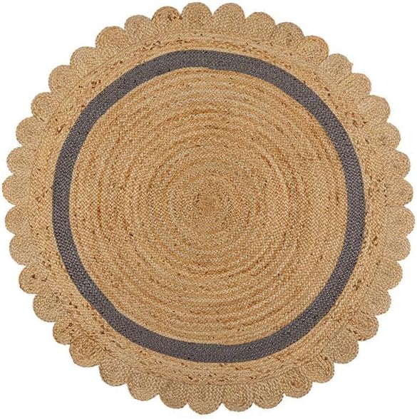 White Beige Jute Braided Round Rugfor Living Room – Scandinavian handmade by LoomifyHome
