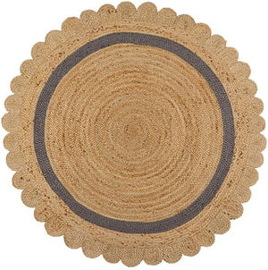 White Beige Jute Braided Round Rugfor Living Room – Scandinavian handmade by LoomifyHome