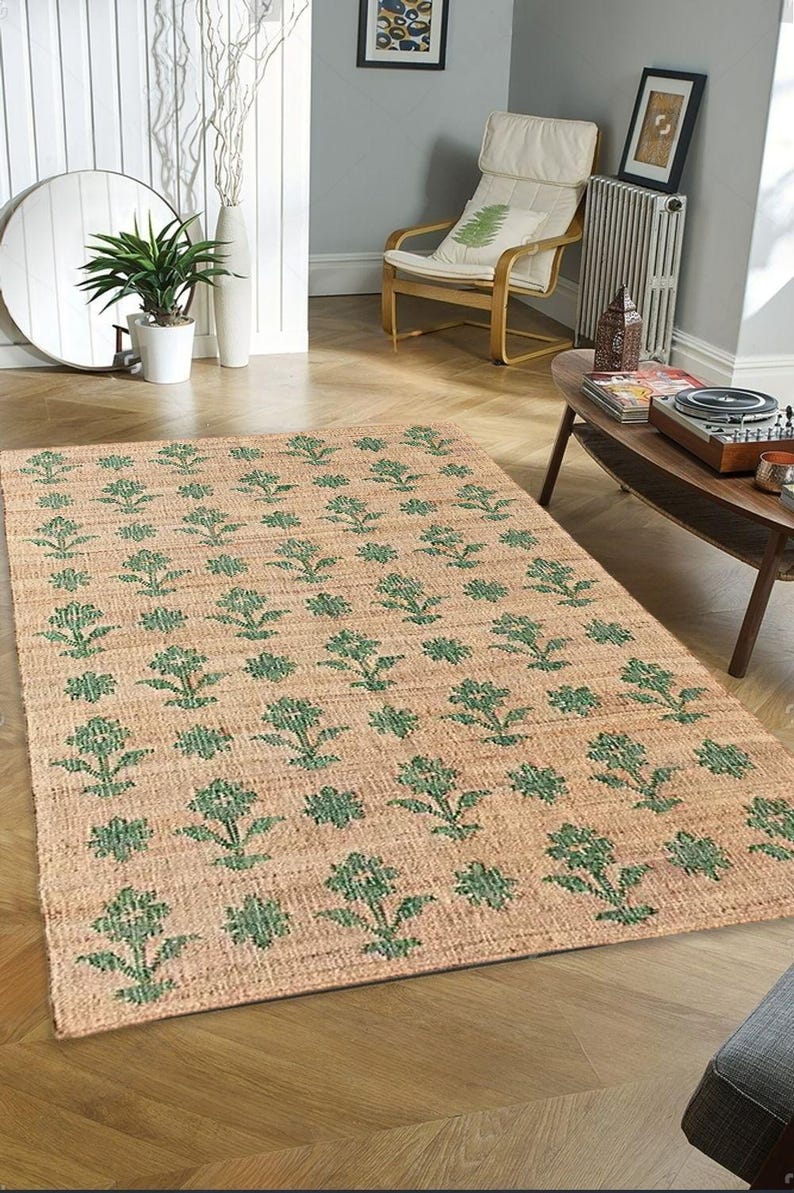 White Beige Jute Braided Runner Rugfor Living Room – 6 x 9 handmade by LoomifyHome