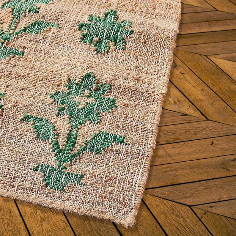 White Beige Jute Braided Runner Rugfor Living Room – 6 x 9 handmade by LoomifyHome