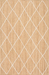Beige Blue Jute Braided Oval Rugfor Living Room – Living Room Ready handmade by LoomifyHome