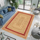 White Beige Jute Braided Area Rugfor Living Room handmade by LoomifyHome