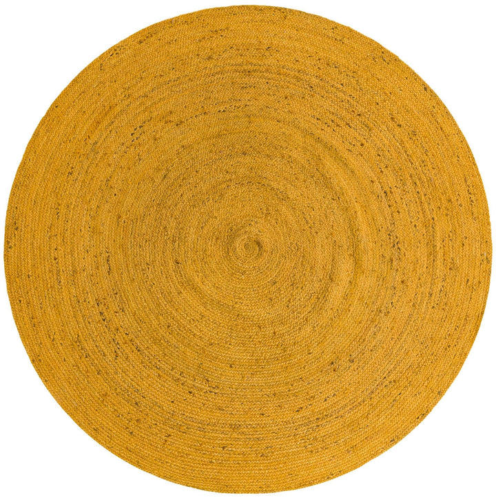 White Beige Jute Braided Round Rugfor Living Room – Yellow handmade by LoomifyHome