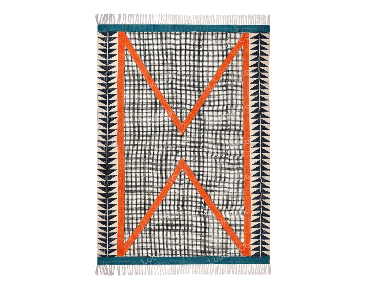 Washable Cotton Rug, Woven Cotton Carpet, Indoor Outdoor Rugs, Customized Area Rug, Hand Block Print Rug, Washable Area Rug,