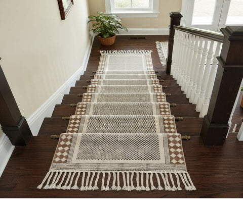 Cotton Braided Stair Runnerfor Living Room handmade by LoomifyHome