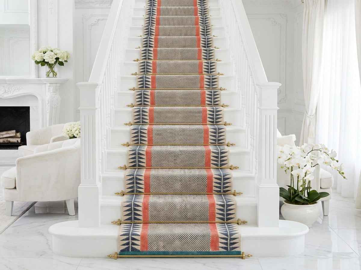 Non slip Washable Cotton Stairs runner Stair Treads Rug Cotton Runner Rug Carpet Hallway Rug Machine Washable Extra Long