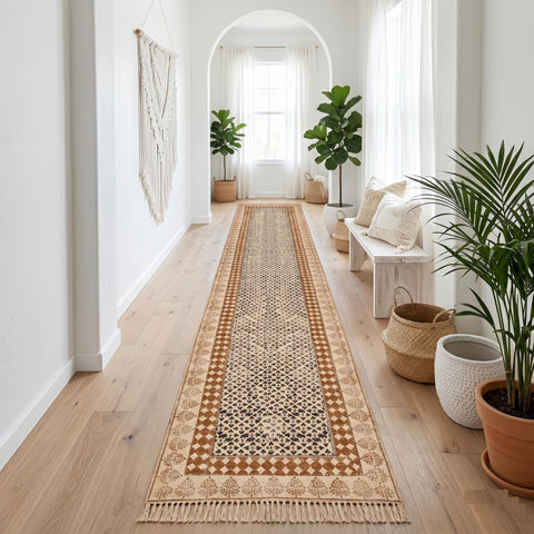Cotton Very Long Hallway Runner Stair Runner Extra Long Runner Rug Oversize Farmhouse Entryway Rug, Kitchen Rug  Non-Skid