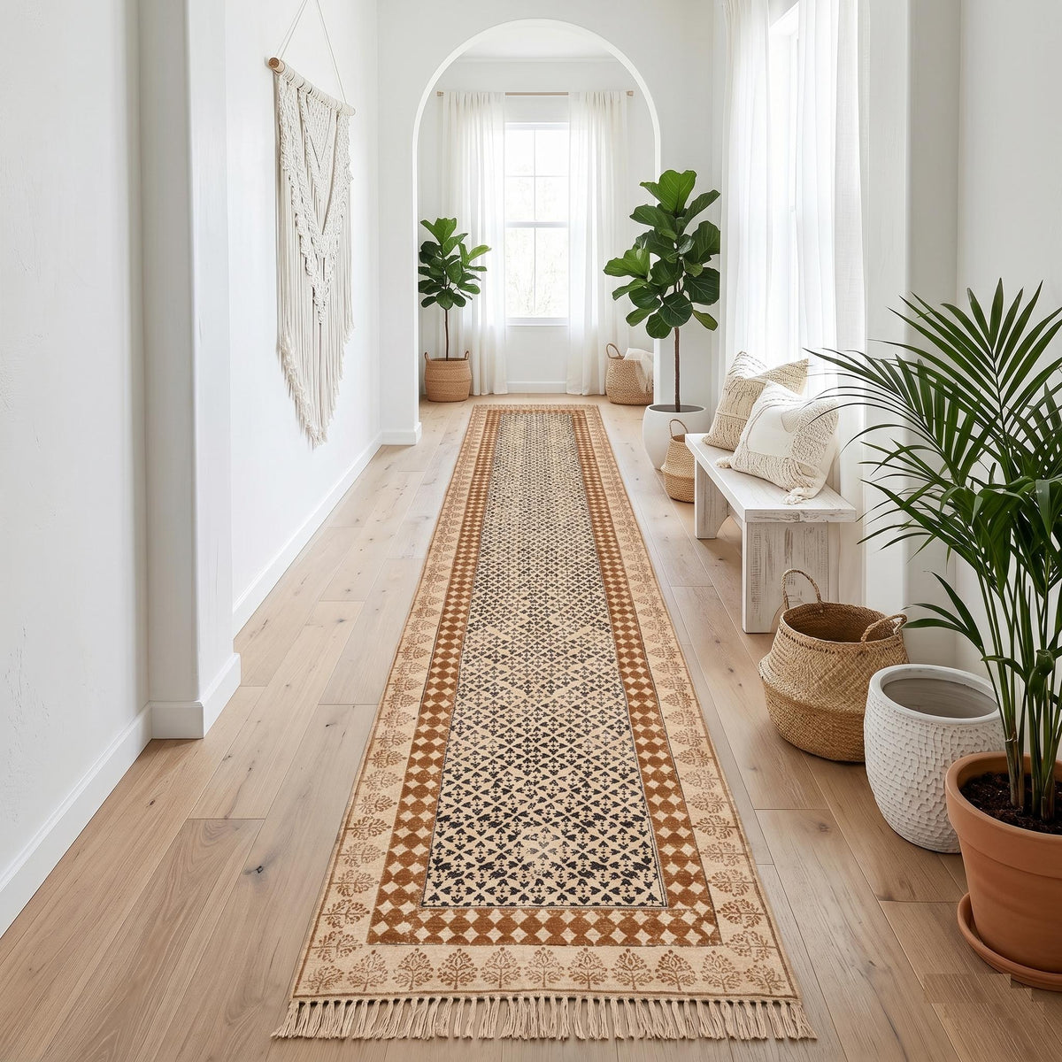 Cotton Very Long Hallway Runner Stair Runner Extra Long Runner Rug Oversize Farmhouse Entryway Rug, Kitchen Rug  Non-Skid