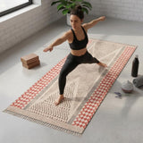 Premium Cotton Yoga Mats for Women and Men,  Woven, Anti Skid backing, Light Weight, Machine Washable, Non Slip for Home