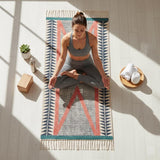 Organic Natural Cotton Yoga Woven Mats for Women and Men, breathable Anti Skid backing, Light Weight, Machine Washable, Non