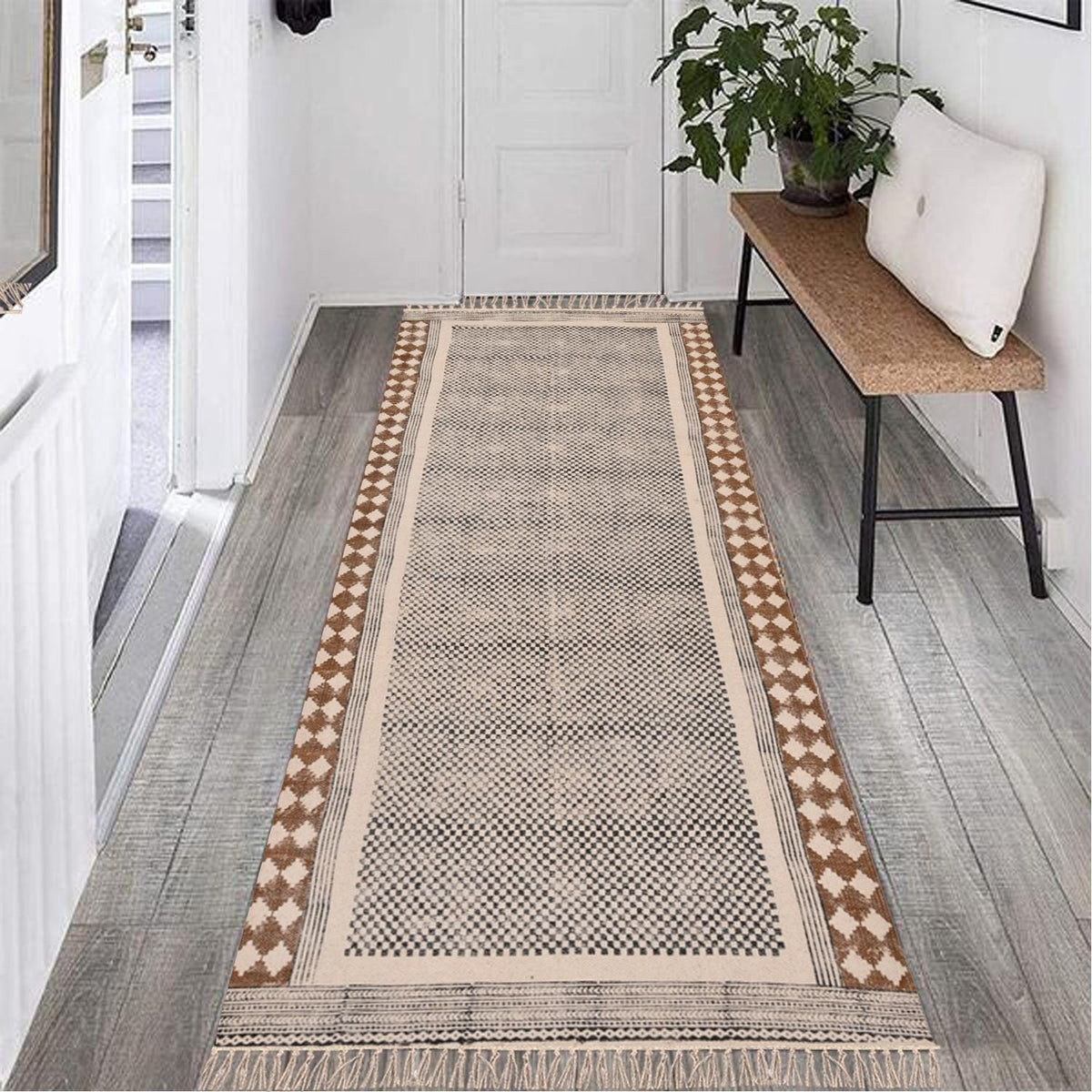 Organic Cotton Yoga Mat Runner Soft Washable Yoga Rug Natural, Hand Weaved and Fair Trade - Yoga, Exercise, Workout, Fitness