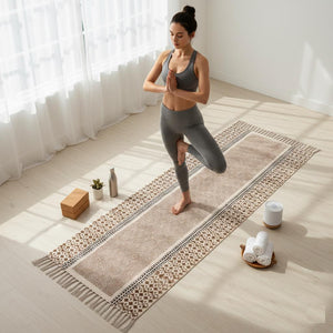Extra Wide & Long Organic Natural Cotton Mat-Yoga, Pilates, Fitness, and Meditation , Yoga rug Eco-Friendly Non-Slip