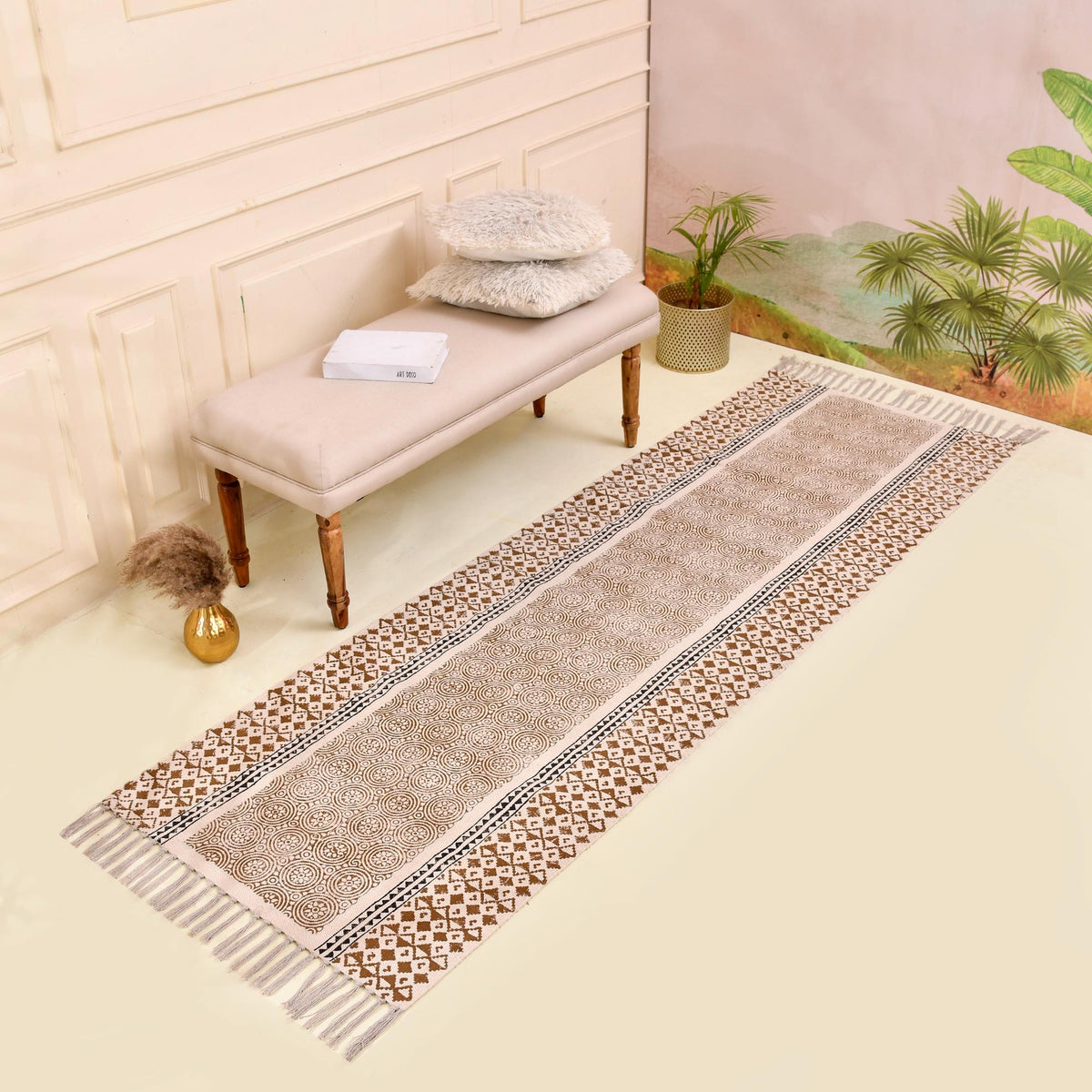 Extra Wide & Long Organic Natural Cotton Mat-Yoga, Pilates, Fitness, and Meditation , Yoga rug Eco-Friendly Non-Slip