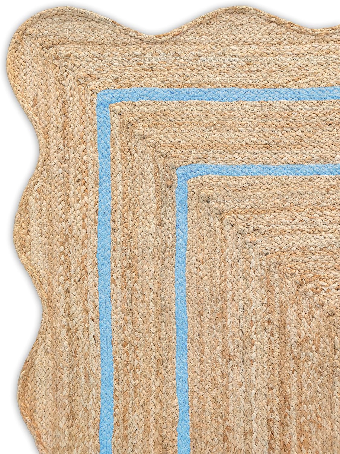 Beige Jute Braided Scalloped Rugfor Living Room – 3 x 4 handmade by LoomifyHome