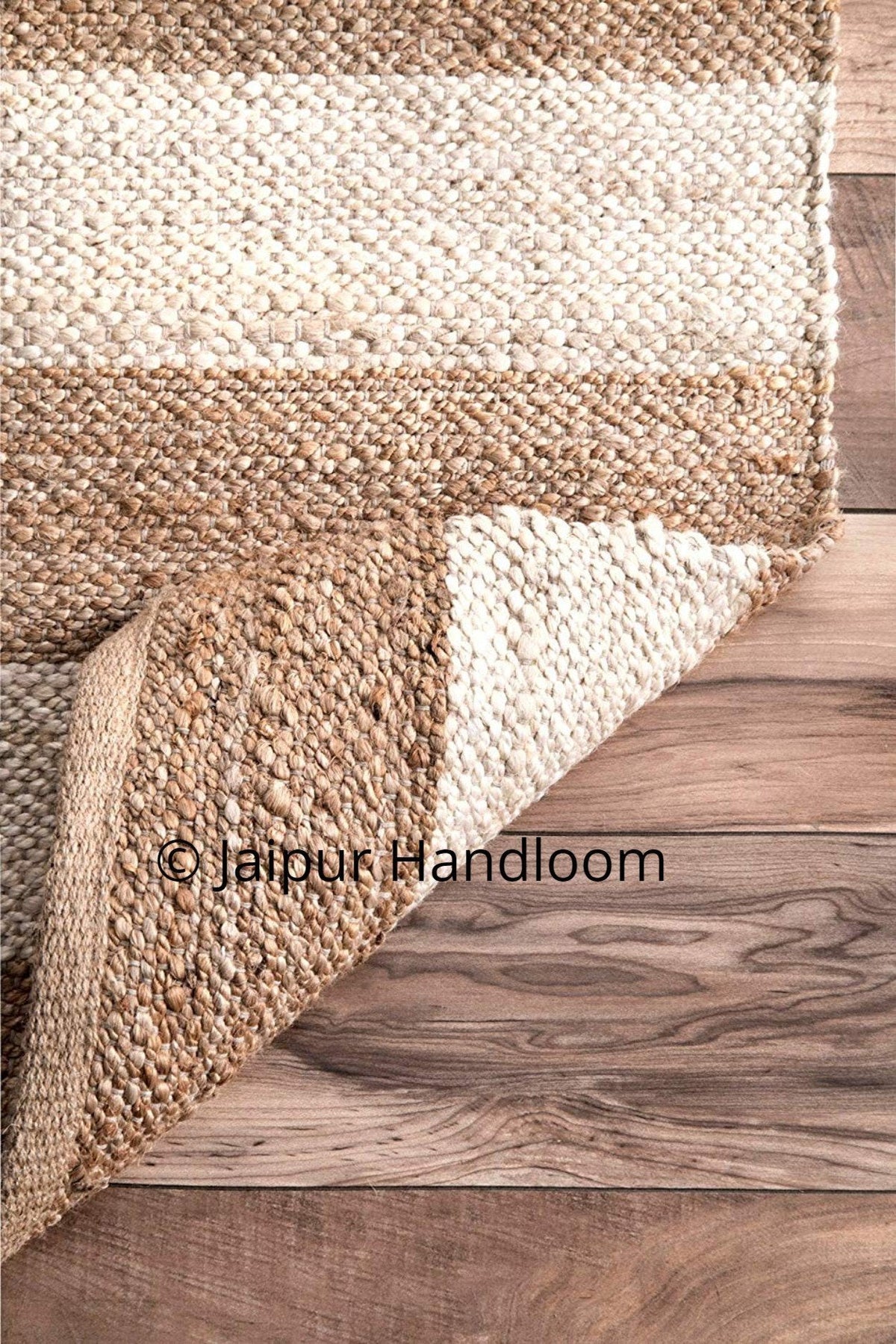 White Beige Jute Braided Runner Rugfor Living Room – 2 x 10 handmade by LoomifyHome