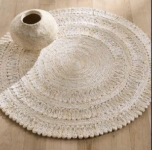 Natural Jute Round Rug in off white /Ivory , Eco Friendly Rug Round Braided Rug Hemp Rug Bohemian Rug Circle Rug boho Round