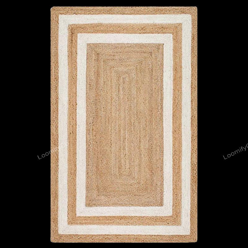 Natural Jute Rug Jute Braided Rug Bohemian Jute Rug Rectangular Jute Rug, Boho Decor Rug, Jute Area Rug, Square Jute rug