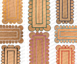 Jute Runner Rug - Scalloped Runner Rug, Bohemian Scallop Rug, Natural Jute Rug, Scalloped Jute Rug, Jute Scallop Rug Sisal